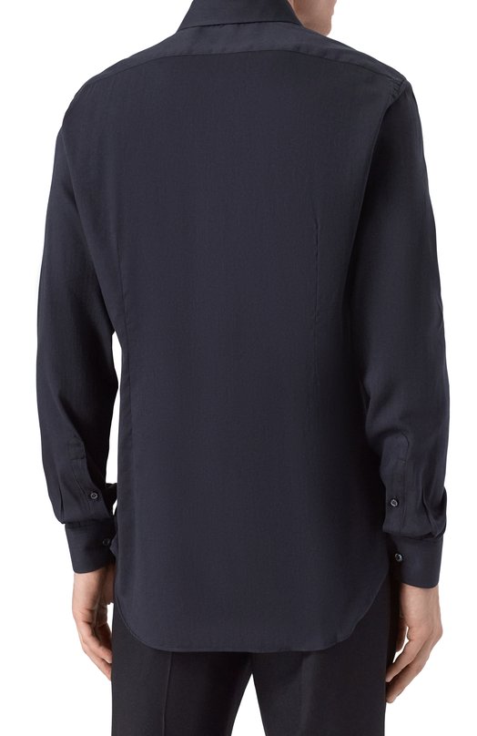 Сорочка из хлопка и вискозы Corneliani 26P002-2611300 Чёрный  26P002-2611300 Фото 4