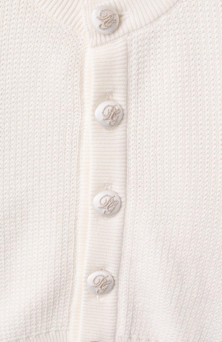 Детский хлопковый кардиган DOLCE & GABBANA молочного цвета, арт. L1KWG1/JBCGE | Фото 3 (Нос: Не проставлено; Кросс-КТ НВ: Кардиганы; Материал внешний: Хлопок; Автоматизация состава: Проставлено; Ростовка одежда: 6 мес | 68 см, 9 мес | 74 см, 12 мес | 80 см, 3 мес | 62 см)