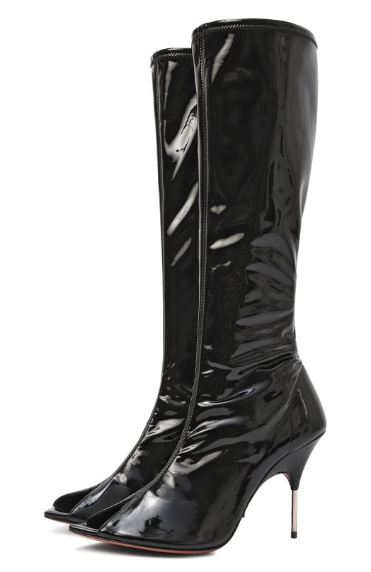 Сапоги Bruna Stretch 95 из латекса Amina Muaddi BRUNA STRETCH B00T/LATEX Чёрный BRUNA STRETCH B00T/LATEX