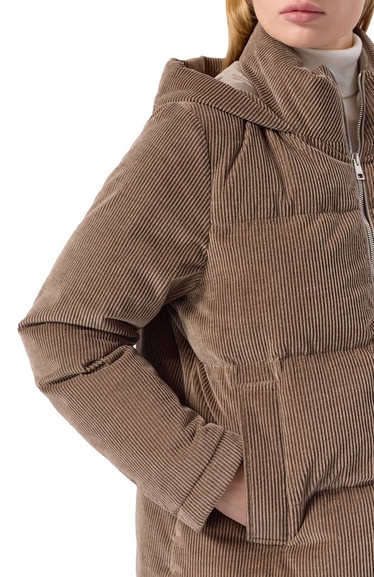 Вельветовый пуховик Kiton D54658K0587C07 Коричневый  D54658K0587C07 Фото 5