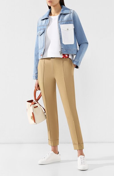 Шерстяные брюки KENZO бежевого цвета по цене 25250 руб., арт. 2PA1675AW, фото 2 Шерстяные брюки KENZO, арт. 2PA1675AW, фото 2