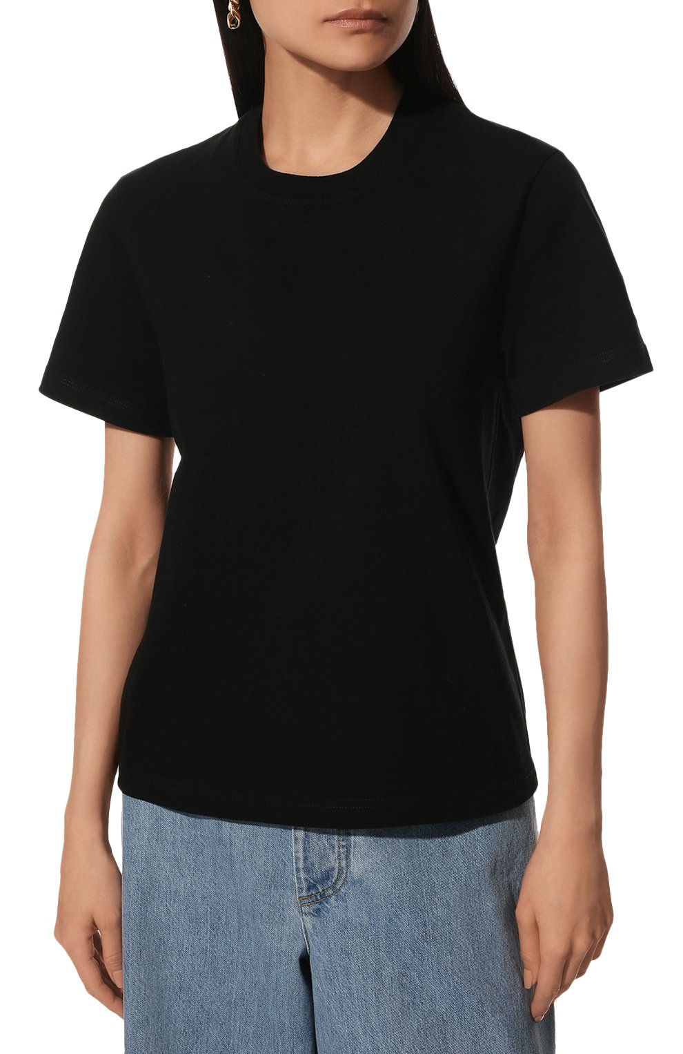 Хлопковая футболка BOTTEGA VENETA черного цвета по цене 39950 руб., арт. 649060/VF1U0, фото 3 Хлопковая футболка BOTTEGA VENETA, арт. 649060/VF1U0, фото 3