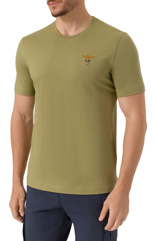 Хлопковая футболка Aeronautica Militare TS1580UJ00372 Хаки  TS1580UJ00372 Фото 3
