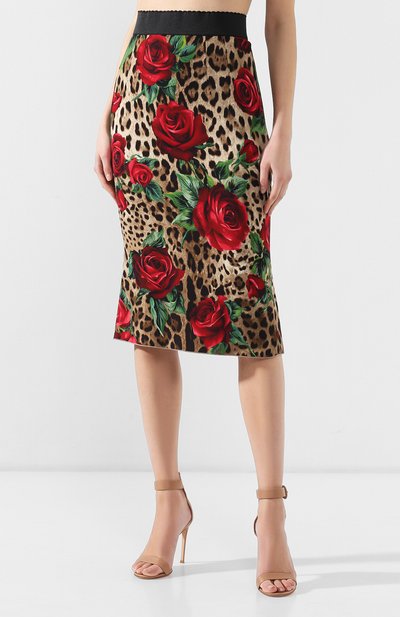 Юбка из вискозы DOLCE & GABBANA леопардового цвета по цене 95400 руб., арт. F4A1FT/FSRKK, фото 3 Юбка из вискозы DOLCE & GABBANA, арт. F4A1FT/FSRKK, фото 3