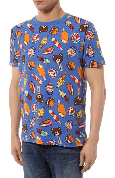 Хлопковая футболка MOSCHINO синего цвета по цене 11000 руб., арт. A0712/9413, фото 3 Хлопковая футболка MOSCHINO, арт. A0712/9413, фото 3