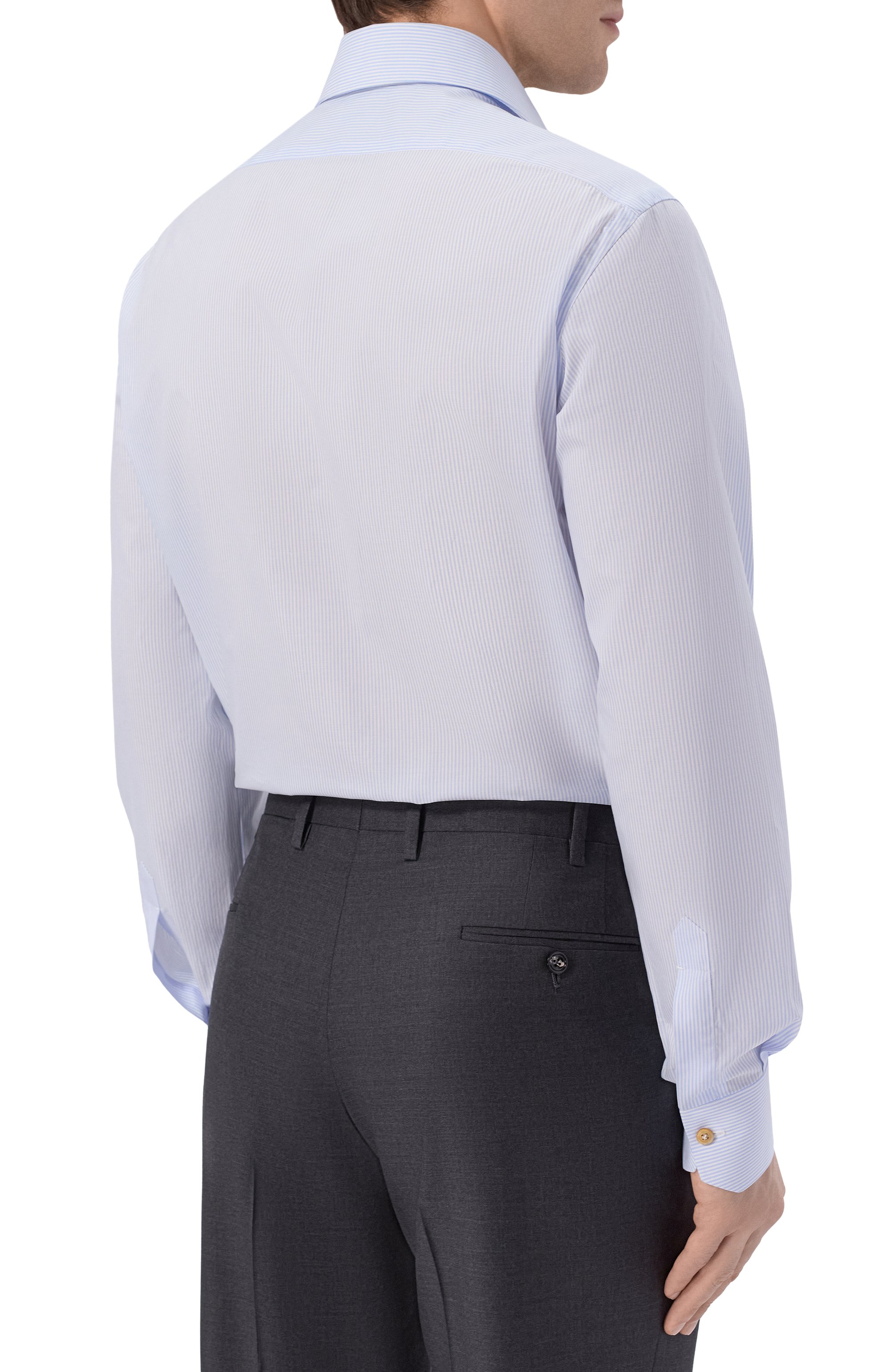 Хлопковая сорочка KITON голубого цвета по цене 69950 руб., арт. UCIH0929413, фото 4 Хлопковая сорочка KITON, арт. UCIH0929413, фото 4