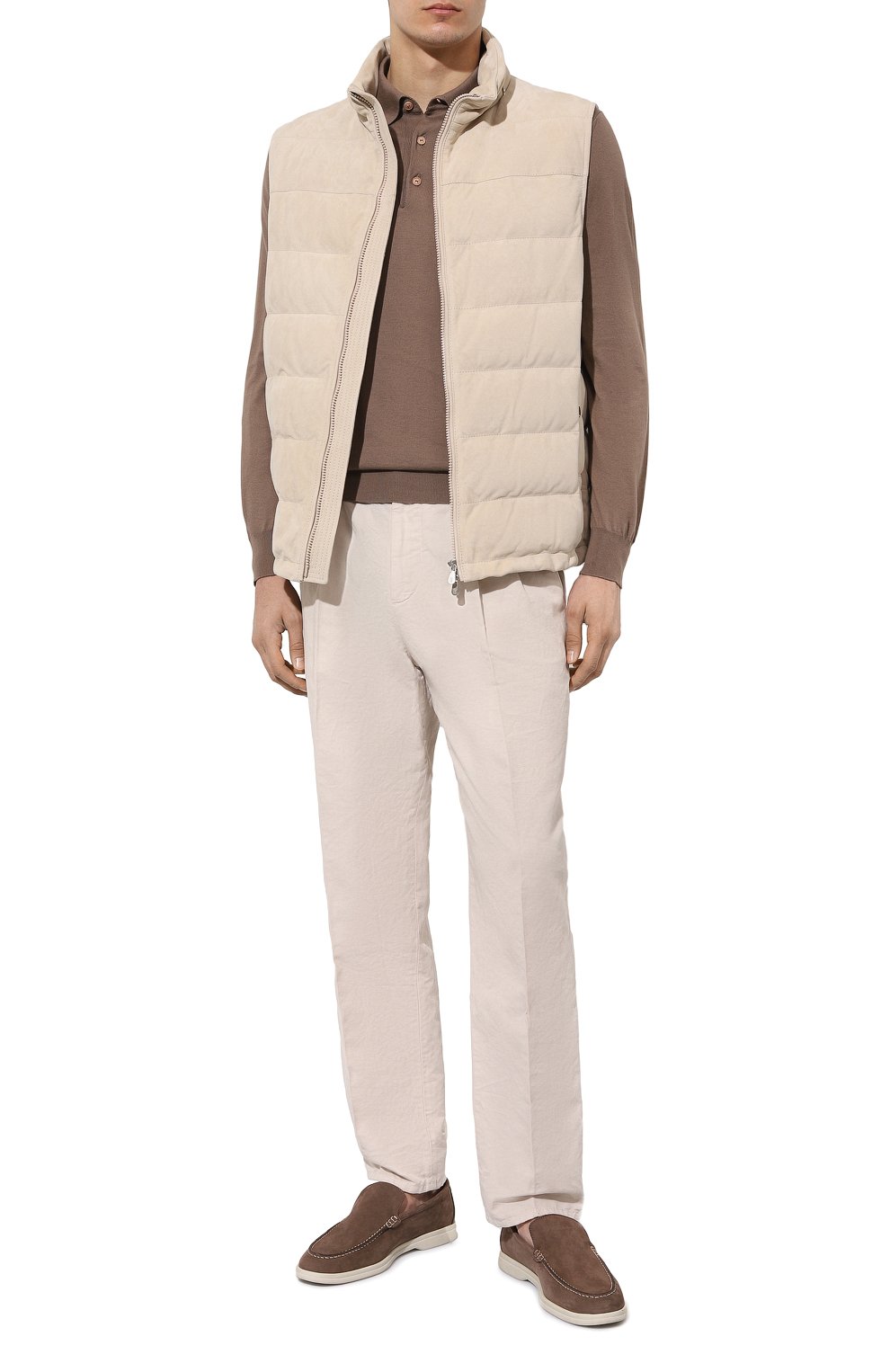 Замшевый жилет BRUNELLO CUCINELLI светло-бежевого цвета по цене 464000 руб., арт. M0PCL1924, фото 2 Замшевый жилет BRUNELLO CUCINELLI, арт. M0PCL1924, фото 2