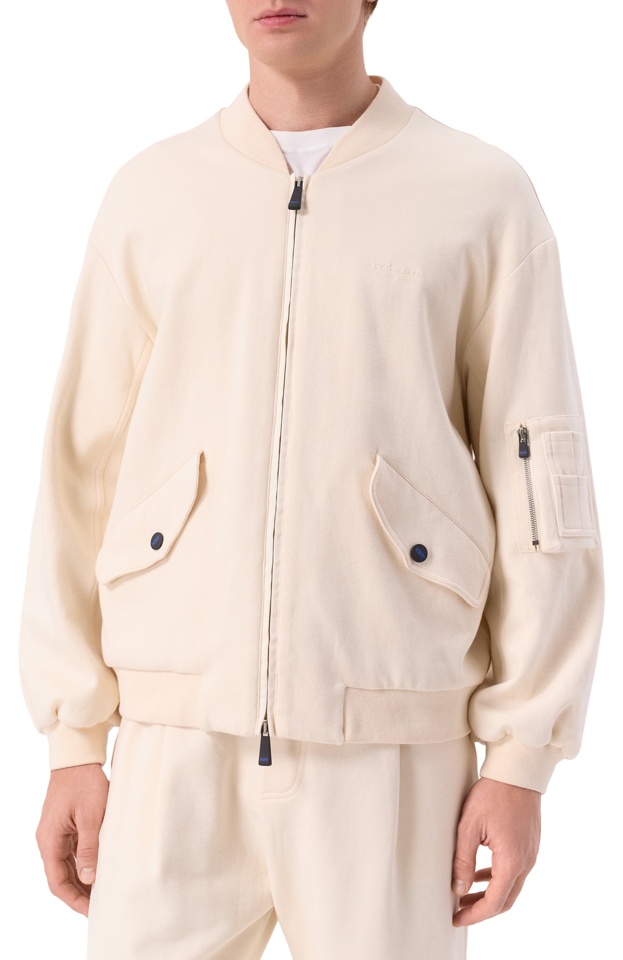 Бомбер из хлопка и шелка KITON кремового цвета по цене 246000 руб., арт. UMM062608, фото 3 Бомбер из хлопка и шелка KITON, арт. UMM062608, фото 3