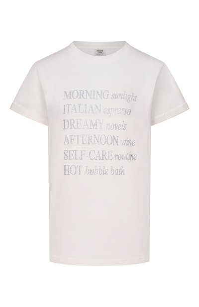 Женская хлопковая футболка с отделкой стразами SEVEN LAB, арт. CTR1.01.100.257.155