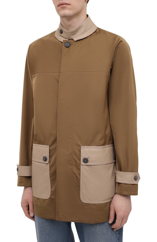 Плащ с кожаной отделкой Giorgio Armani 1WG0C065/T02P3 Бежевый  1WG0C065/T02P3 Фото 3