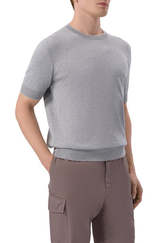 Хлопковый джемпер Brunello Cucinelli M29805200 Серый  M29805200 Фото 3