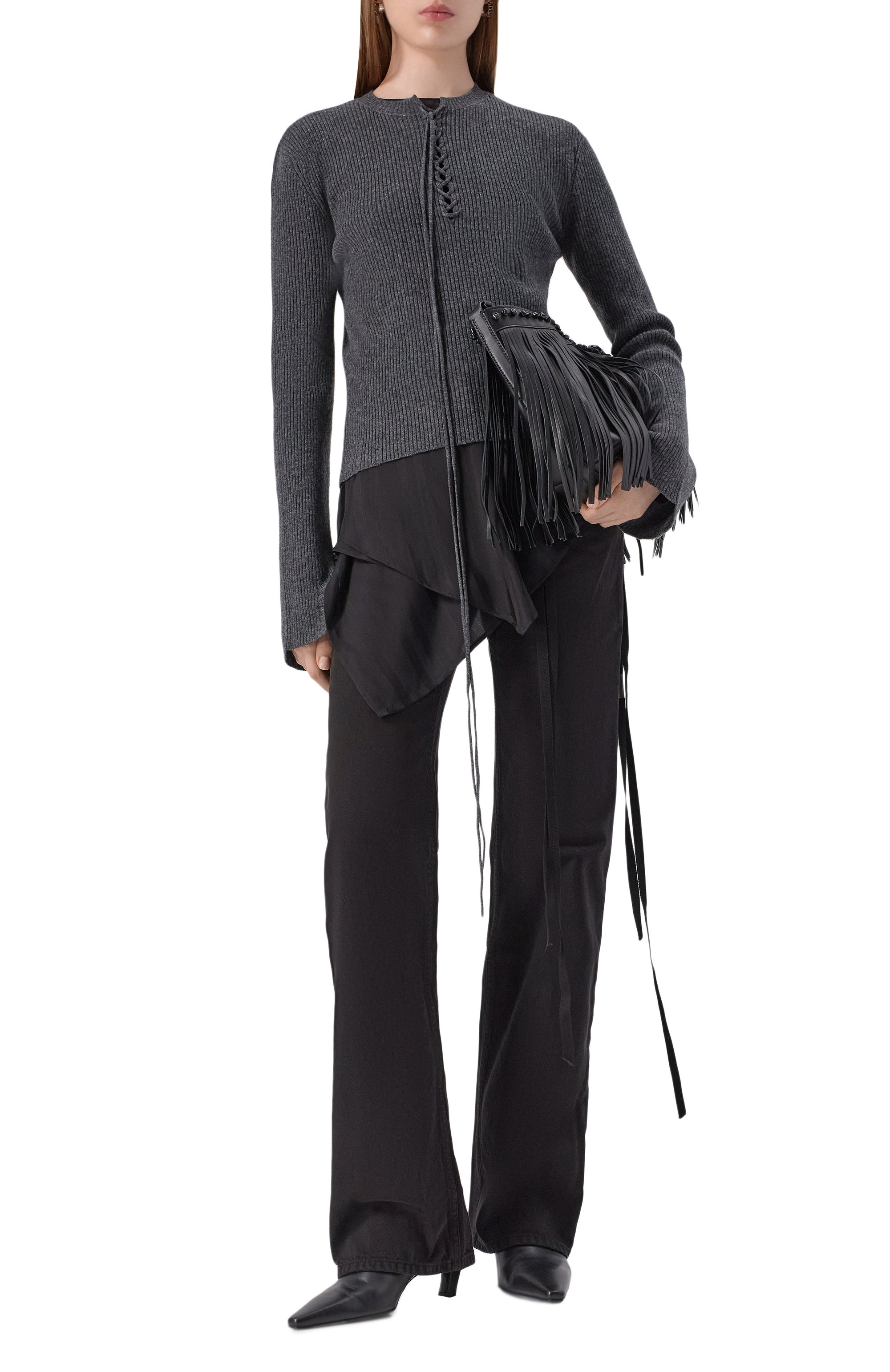 Пуловер из хлопка и кашемира ANN DEMEULEMEESTER серого цвета по цене 89950 руб., арт. B0013522/KN080, фото 2 Пуловер из хлопка и кашемира ANN DEMEULEMEESTER, арт. B0013522/KN080, фото 2