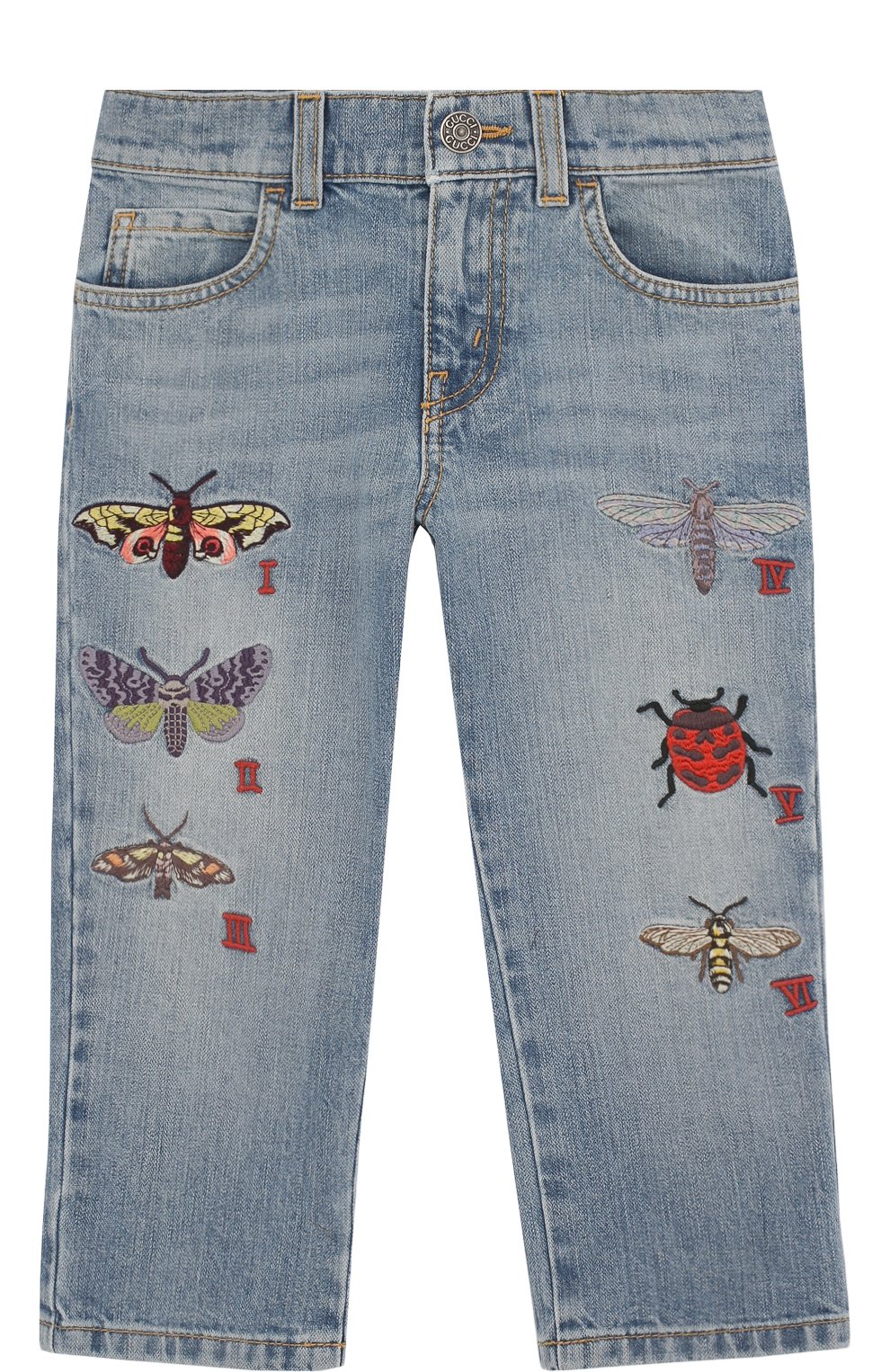 Джинсы с декоративными потертостями и вышивкой GUCCI, арт. 504725/XR990, фото 1