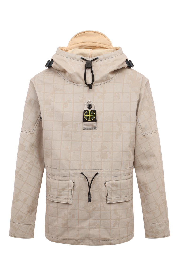 Мужская анорак STONE ISLAND бежевого цвета, арт. 73154360 | Фото 1 (Материал внешний: Вискоза; Длина (верхняя одежда): Короткие; Рукава: Длинные; Кросс-КТ: Ветровки, Легкие; Стили: Гранж, Кэж�уэл)