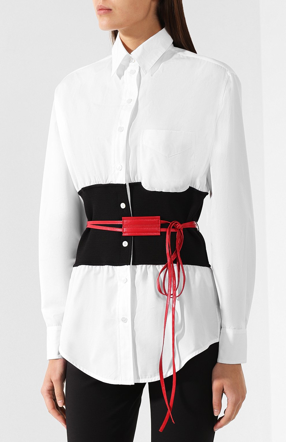 Хлопковая рубашка с поясом VICTORIA BECKHAM, арт. SH LNG 1742 PSS19 C0TT0N P0PLIN, фото 3