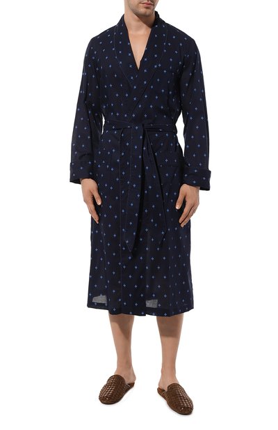 Хлопковый халат DEREK ROSE темно-синего цвета по цене 39500 руб., арт. 5505, фото 3 Хлопковый халат DEREK ROSE, арт. 5505, фото 3