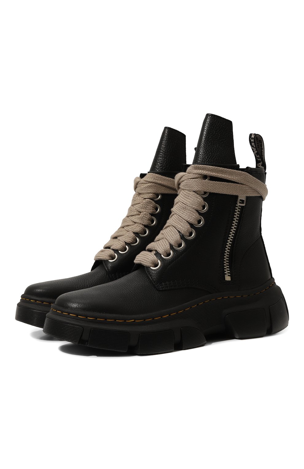 Мужские черные кожаные ботинки rick owens x dr. martens 1460 dmxl