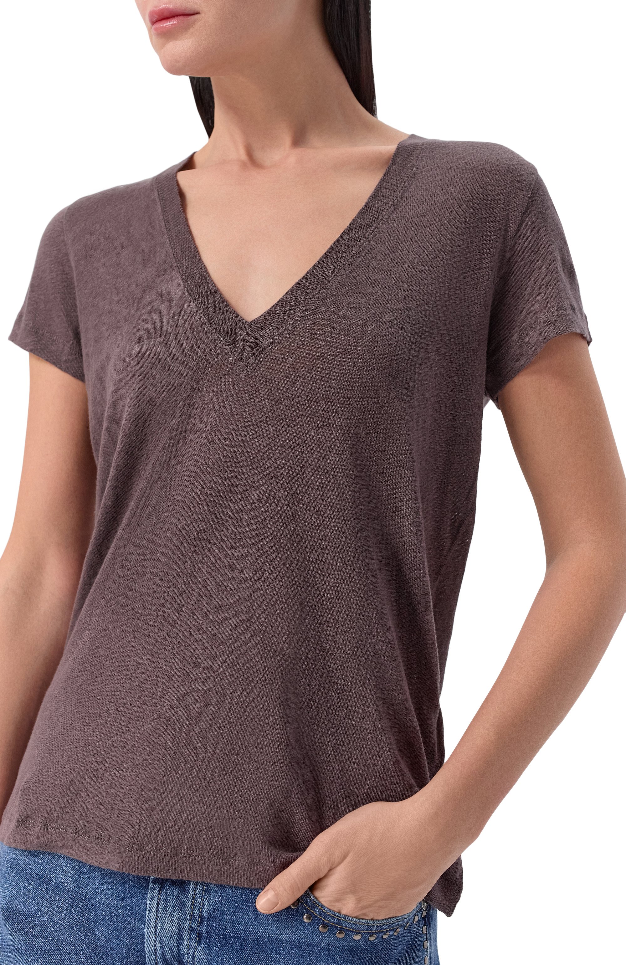 Льняная футболка IRO коричневого цвета по цене 17850 руб., арт. WP19R0DE0, фото 5 Льняная футболка IRO, арт. WP19R0DE0, фото 5