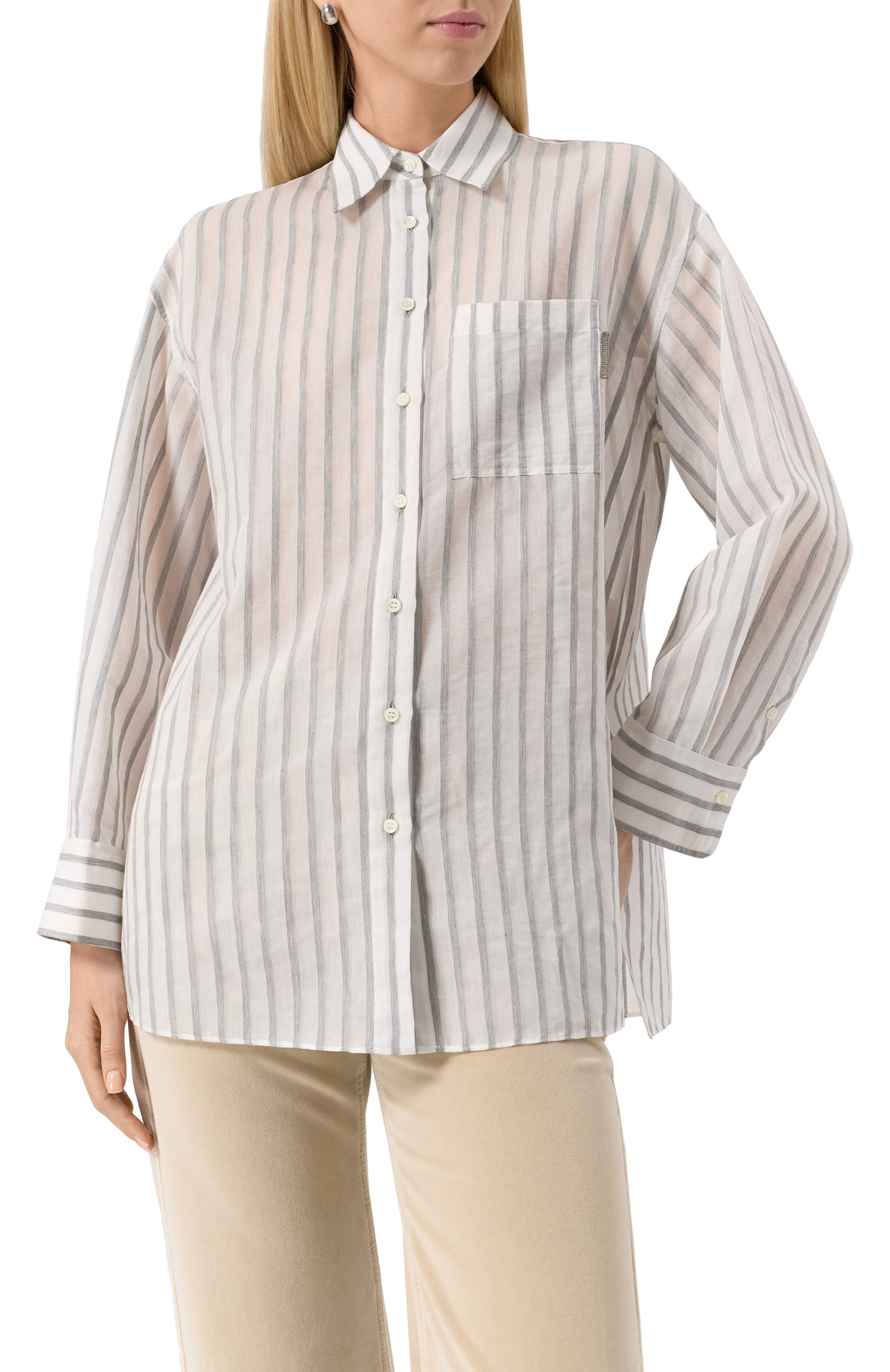 Рубашка из хлопка и шелка BRUNELLO CUCINELLI, арт. MP775MH666, фото 3