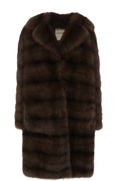 Женская шуба прямого кроя с отложным воротником из меха соболя VALENTINO, арт. NF3FA287/3AF