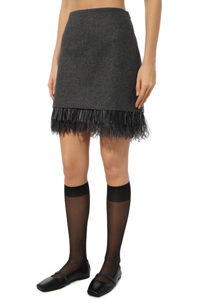 Юбка с отделкой перьями BRUNELLO CUCINELLI, арт. MD588G3702, фото 3