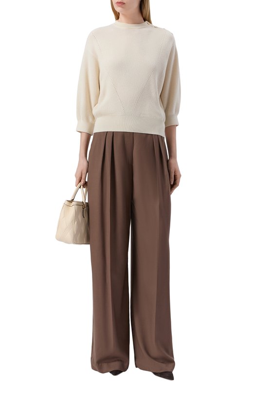 Свитер из кашемира и хлопка Agnona K111025E/1T140PE_001 Кремовый  K111025E/1T140PE_001 Фото 2