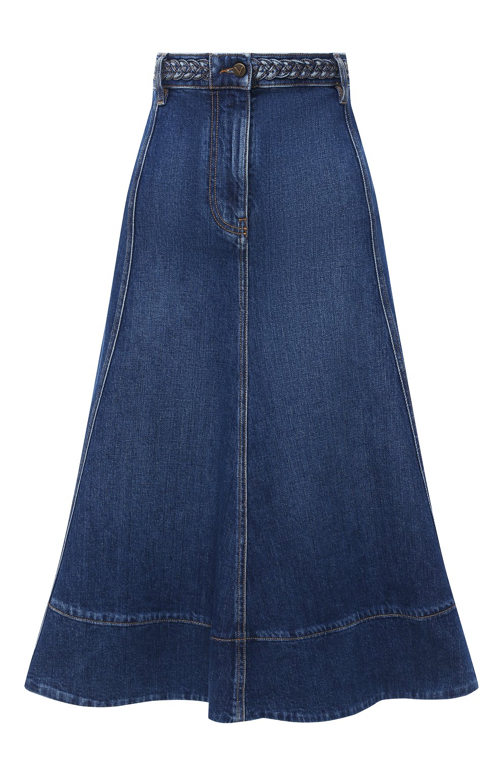 Джинсовая юбка VALENTINO синего цвета по цене 95700 руб., арт. UB3DD10G1LL, фото 1 Джинсовая юбка VALENTINO, арт. UB3DD10G1LL, фото 1