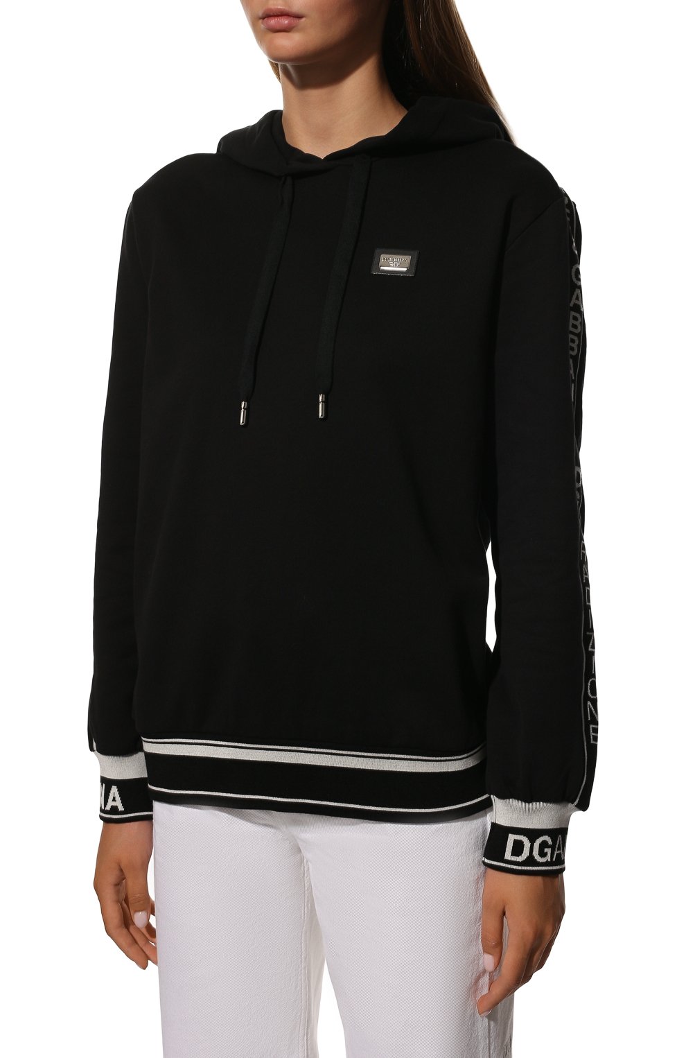 Хлопковое худи DOLCE & GABBANA черного цвета по цене 67950 руб., арт. F9D14T/G7SIR/0UTLET AW22-23, фото 3 Хлопковое худи DOLCE & GABBANA, арт. F9D14T/G7SIR/0UTLET AW22-23, фото 3