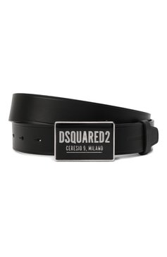 Мужской кожаный ремень DSQUARED2 черного цвета, арт. BEM0407 12900001 | Фото 1 (Случай: Повседневный; Материал: Натуральная кожа; Материал сплава: Проставлено; Нос: Не проставлено)