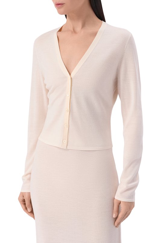 Кардиган из шерсти и шелка 12 STOREEZ 135827 Кремовый  135827 Фото 3