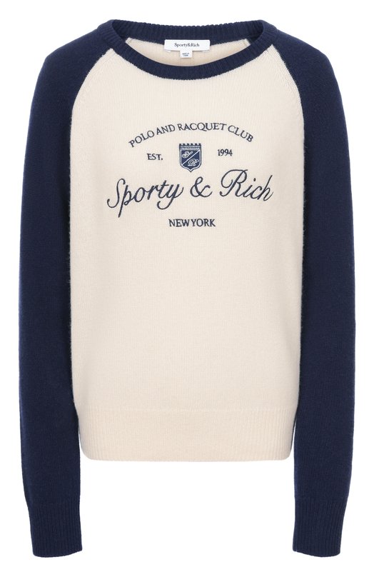 Пуловер из кашемира и шерсти Sporty and Rich WS07561412WH63 Кремовый WS07561412WH63