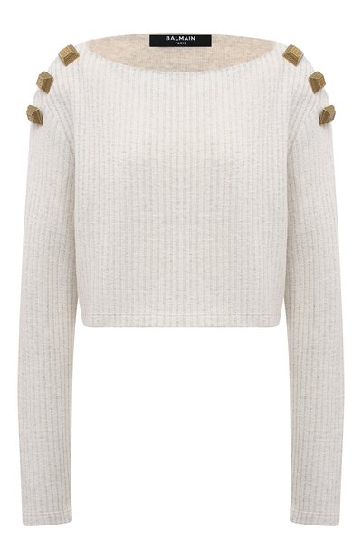 Женский пуловер из вискозы и льна BALMAIN, арт. AF1A0275JE72
