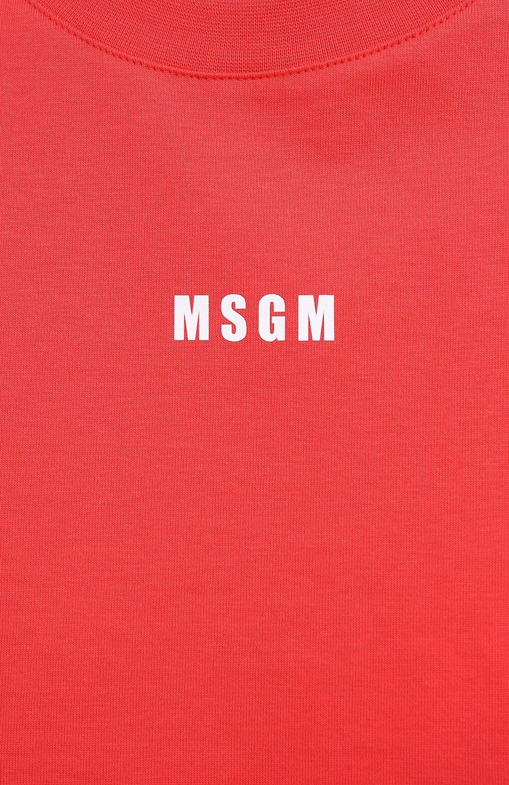 Хлопковая футболка MSGM красного цвета по цене 9950 руб., арт. 3041MDM100 217298, фото 5 Хлопковая футболка MSGM, арт. 3041MDM100 217298, фото 5