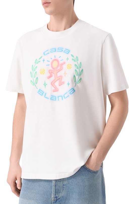 Хлопковая футболка Casablanca M-SP26-JTS-001-11 Белый  M-SP26-JTS-001-11 Фото 3