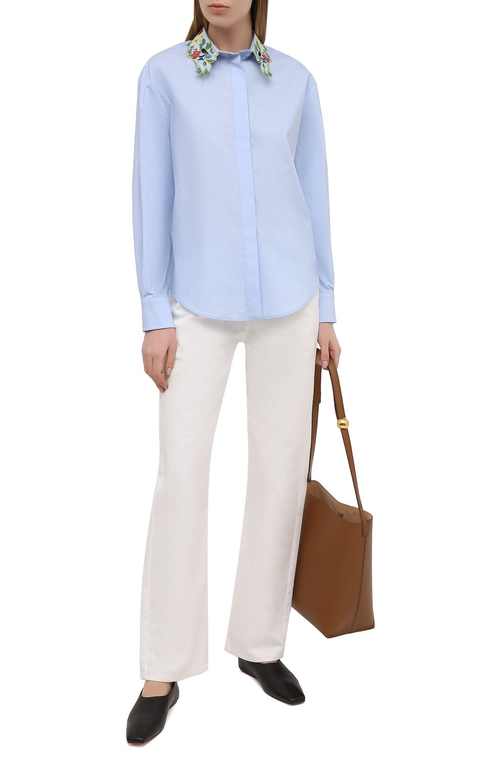 Хлопковая рубашка VIVETTA голубого цвета по цене 44350 руб., арт. 21E V2M0/G141/0650, фото 2 Хлопковая рубашка VIVETTA, арт. 21E V2M0/G141/0650, фото 2