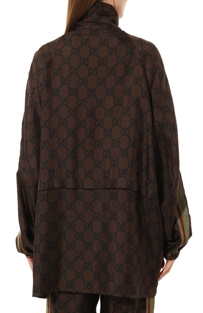 Шелковая куртка GUCCI темно-коричневого цвета по цене 216000 руб., арт. 625007 XJCL5, фото 4 Шелковая куртка GUCCI, арт. 625007 XJCL5, фото 4