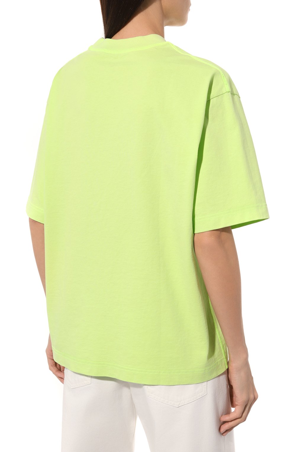 Хлопковая футболка ACNE STUDIOS зеленого цвета по цене 26350 руб., арт. FN-MN-TSHI000353, фото 4 Хлопковая футболка ACNE STUDIOS, арт. FN-MN-TSHI000353, фото 4