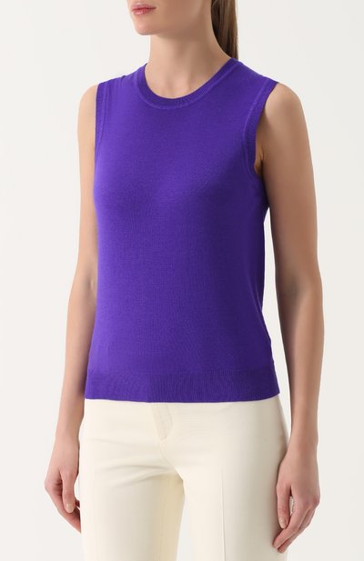 Кашемировый топ без рукавов RALPH LAUREN фиолетового цвета по цене 79950 руб., арт. 919/XZBQ0/WYBQ0, фото 3 Кашемировый топ без рукавов RALPH LAUREN, арт. 919/XZBQ0/WYBQ0, фото 3