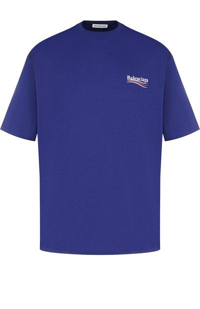 Хлопковая футболка свободного кроя с контрастной надписью BALENCIAGA, арт. 518213/TAV44, фото 1