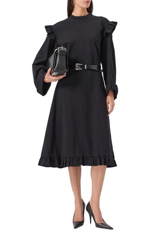 Хлопковое платье VETEMENTS WE54DR140B/1200 JERSEY Чёрный  WE54DR140B/1200 JERSEY Фото 2