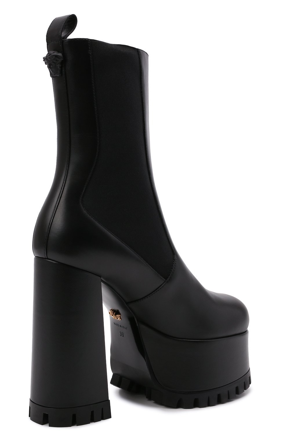 Кожаные ботильоны la medusa juno VERSACE черного цвета по цене 144500 руб., арт. 1000818/DVT2P, фото 4 Кожаные ботильоны la medusa juno VERSACE, арт. 1000818/DVT2P, фото 4