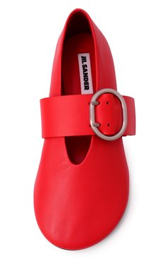 Женские кожаные балетки JIL SANDER красного цвета, арт. J15WZ0031/P8175 | Фото 6 (Материал внутренний: Натуральная кожа; Материал внешний: Натуральная кожа; Материал сплава: Проставлено; Драгоценные камни: Проставлено; Подошва: Плоская)