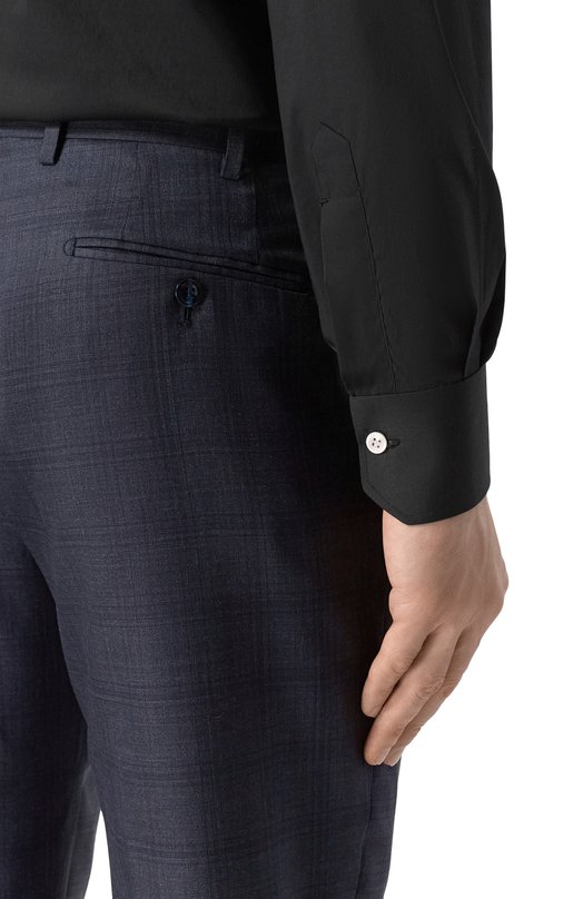 Хлопковая сорочка Kiton UCIH0909508 Чёрный  UCIH0909508 Фото 5