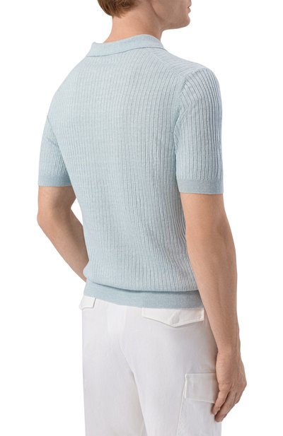 Поло изо льна и хлопка GRAN SASSO голубого цвета по цене 31250 руб., арт. 57118/18641, фото 4 Поло изо льна и хлопка GRAN SASSO, арт. 57118/18641, фото 4