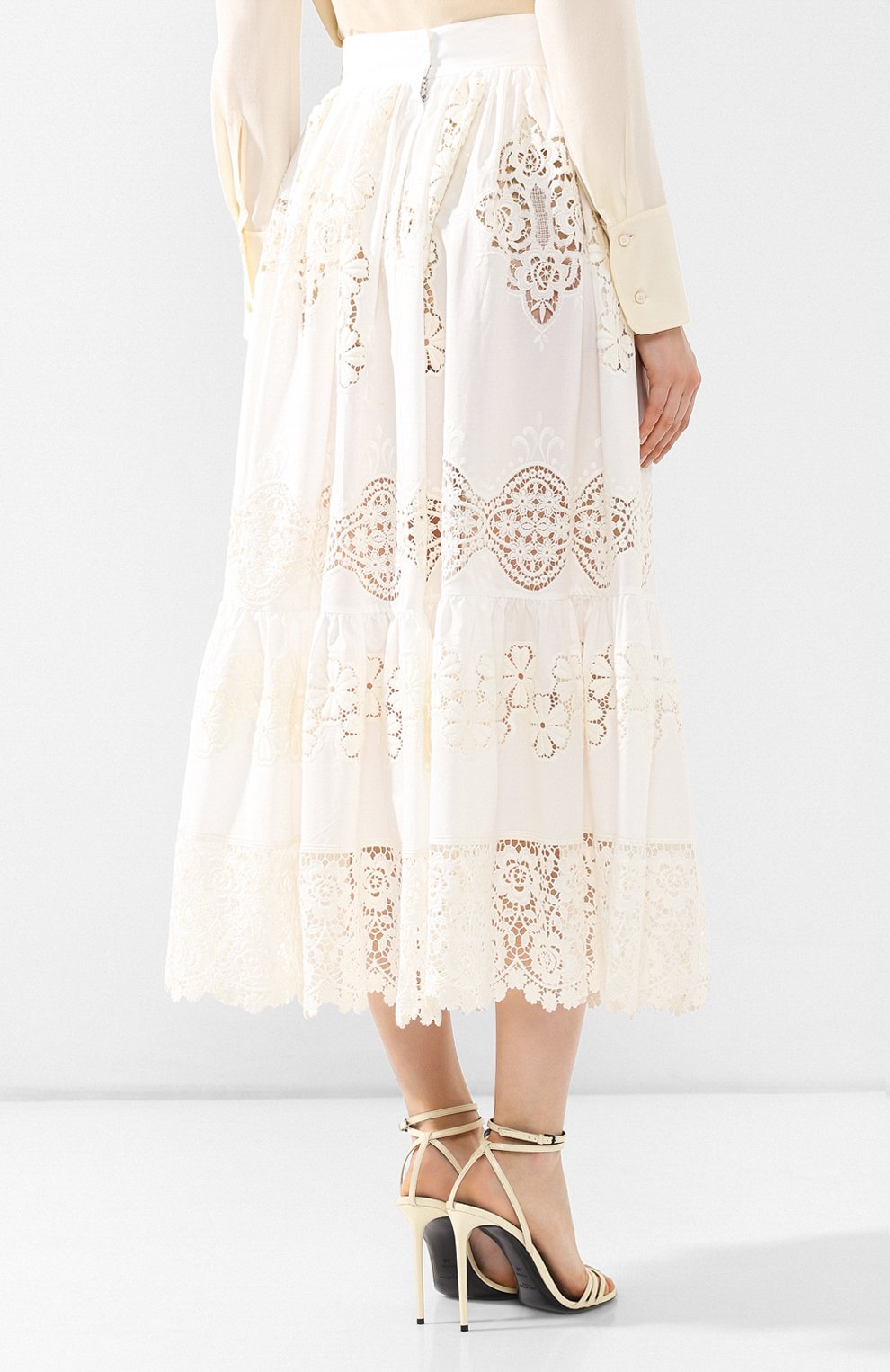 Хлопковая юбка DOLCE & GABBANA белого цвета по цене 246000 руб., арт. F4BHYZ/FGMFH, фото 4 Хлопковая юбка DOLCE & GABBANA, арт. F4BHYZ/FGMFH, фото 4