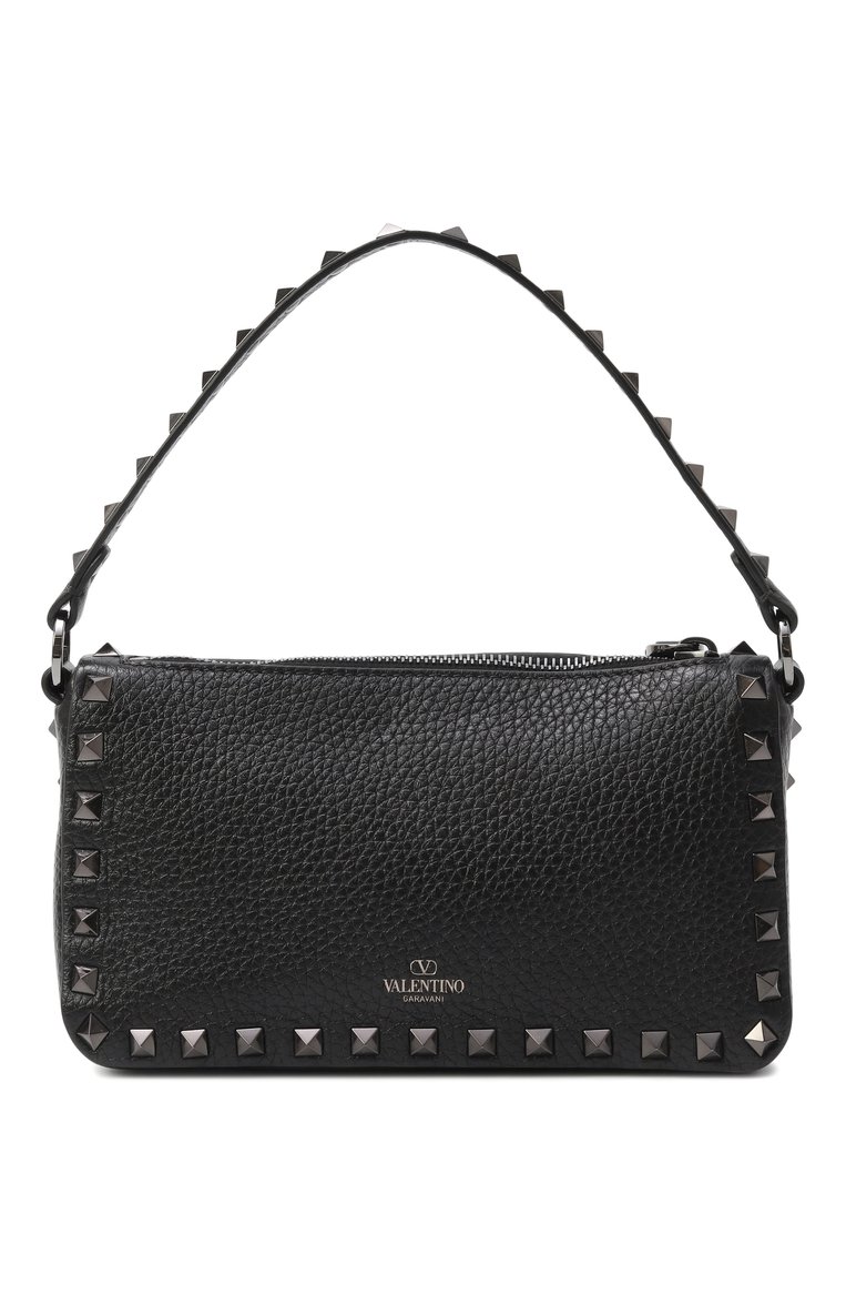 Женская сумка rockstud small VALENTINO черного цвета, арт. 5W2B0J47/HAD | Фото 6 (Ремень/цепочка: На ремешке; Драгоценные камни: Проставлено; Материал сплава: Проставлено; Материал: Натуральная кожа; Размер: small)