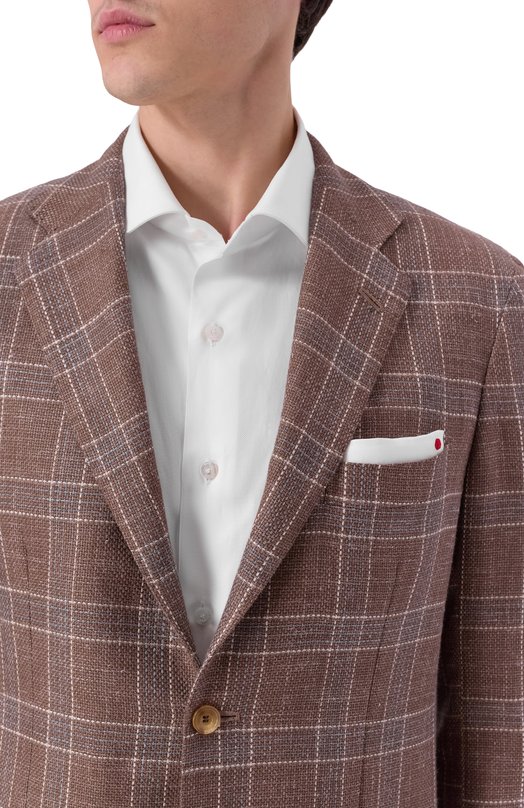Пиджак из кашемира и шерсти Kiton UG81K0610E59 Коричневый  UG81K0610E59 Фото 6