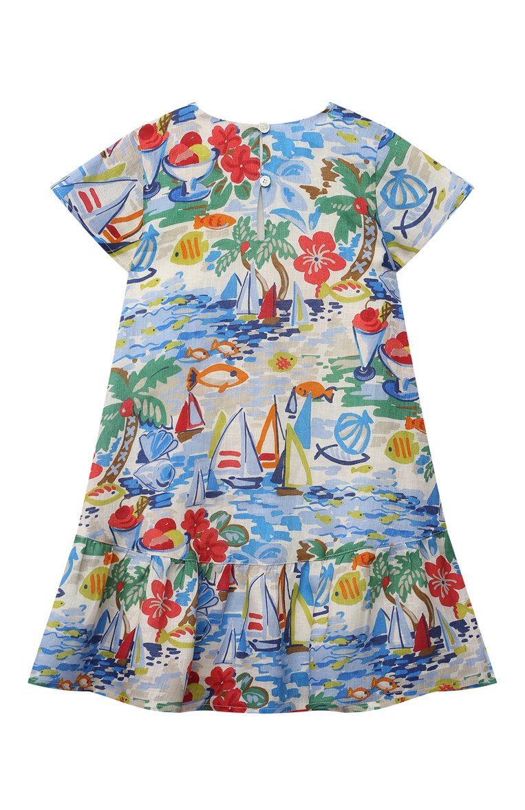 Детское льняное платье LORO PIANA разноцветного цвета, арт. FAL5909 | Фото 2 (Материал подклада: Хлопок; Рукава: Короткие; Материал внешний: Лен; Девочки Кросс-КТ: Платье-одежда; Региональные ограничения белый список (Axapta Mercury): RU; Драгоценные камни: Проставлено; Материал сплава: Проставлено; Ростовка одежда: 2 года | 92 см, 4 года | 104 см, 6 лет | 116 см, 8 лет | 128 см)