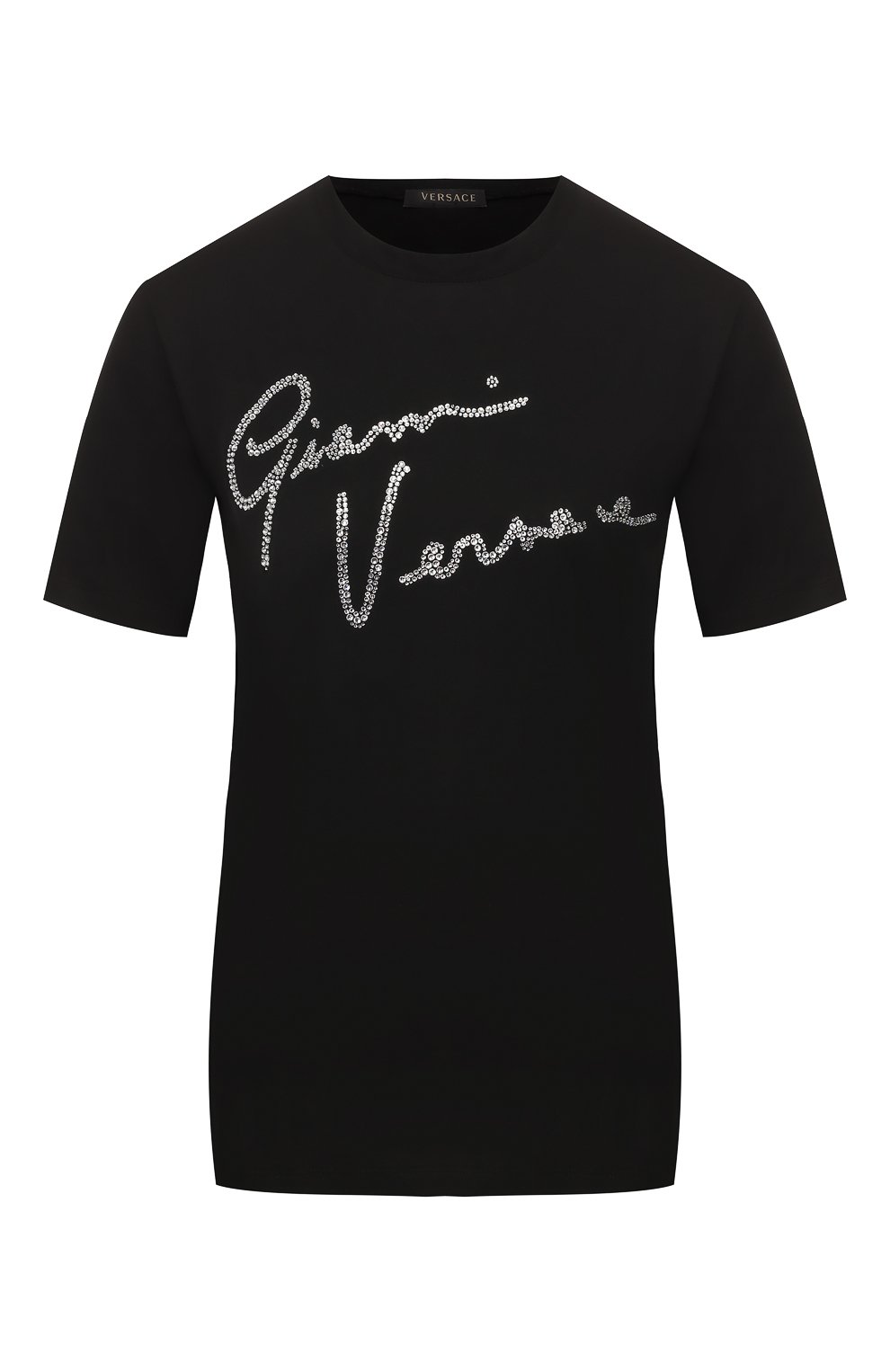 Хлопковая футболка VERSACE черного цвета по цене 42500 руб., арт. A85751/A228806, фото 1 Хлопковая футболка VERSACE, арт. A85751/A228806, фото 1