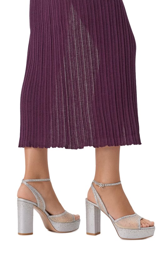 Текстильные босоножки Rania 115 Gianvito Rossi G32623.70RIC.B0RSINU Серебряный  G32623.70RIC.B0RSINU Фото 2